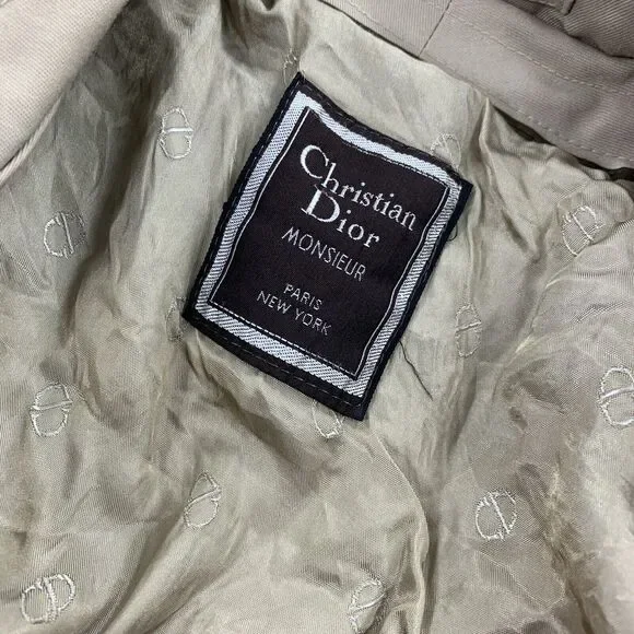 Vintage Christian Dior Monsieur Removable Wool Lining Trench Coat 38R Mens Beige - Picture 3 of 13